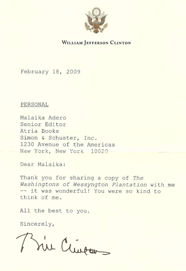 Letter from former President Bill Clinton