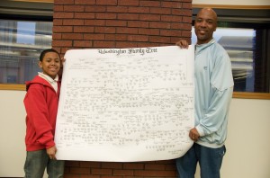 Jordan and Johnathan Terry display Washington Family Tree