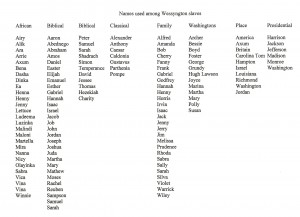 Names Among Wessyngton Slaves
