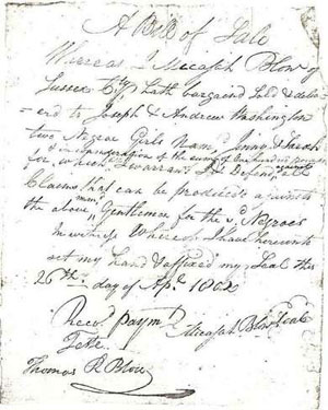 Slave Bill of Sale